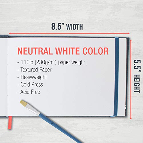 U.S. Art Supply 5.5" x 8.5" Watercolor Book (2 Pack, 76 Sheets Each) - 110lb (230 GSM) Linen-Bound Hardcover Artist Paper Pads - Acid-Free Cold-Pressed Watercolor Paper Pad Mixed Media - size: 5.5-x-8.5-inch