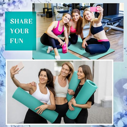 Timgle 6 Pcs 10mm Thick Yoga Mat Bulk 68 x 24 Inches Anti-slip Tear-resistant Exercise Mat Adult Gym Mats for Fitness, Stretching, Workout and Studio, Outdoor Yoga, Pilates - color: Blue-green
