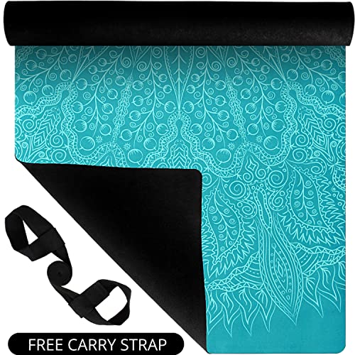 Plyopic All In One Yoga Mat | Luxury Sweat-Grip Mat/Towel Combo | Ideal for Yoga, Hot Yoga, Bikram, Pilates, Workout & Exercise | Eco-Friendly Natural Rubber - color: Mandala Turquoise