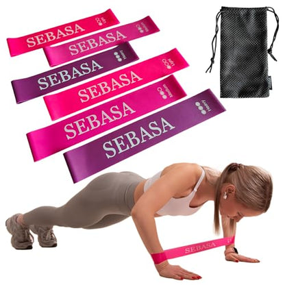 Dual-Size Exercise Bands, Mini Loop Resistance Bands, Set of 6 Elastic Bands, Small Exercise Bands, Fitness Bands Assorted Sizes, Full Body Workout Bands, Natural Latex Fitness Bands