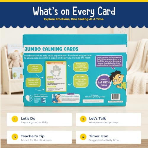 Open The Joy Jumbo Calming Cards, SEL Mindfulness Cards for Kids 3+