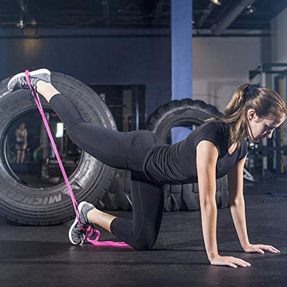 7 Ring Stretch Resistance Exercise Band, Miracle Miles Band, Yoga Stretching, Arm, Shoulders Foot, Leg Fitness Home Gym Physical Therapy Band - color: Pink