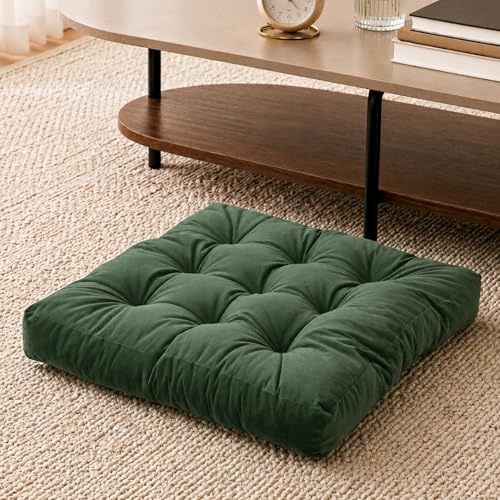 Floor Pillow for Adults, Velvet Floor Cushion, 22 x 22 Inch, Green - color: Green, size: 1pack