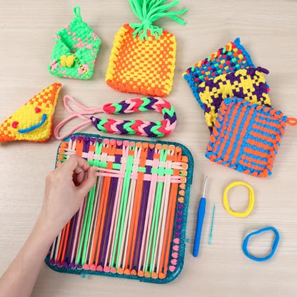 IQKidz Weaving Loom Kit Toys, DIY Arts and Crafts for Kids and Adults, Ideal Gifts for Girls Ages 5 6 7 8-12 13, Easy Potholder Loom Knitting Activity for Beginners, 224 Craft Loops - size: Potholder Weaving Loom