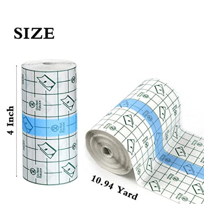 2 PCS 4 Inch x 10.94 Yard Waterproof Bandages Transparent Film Dressing, Second Skin Healing Protective, Clear Adhesive Bandages Shower Shield Dressing Tape for Tattoos Aftercare Swimming - size: 2 PCS (4 Inch x 10.94 Yard)