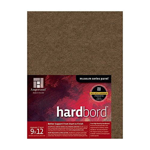 Ampersand Art Supply Hardboard Wood Painting Panel: Museum Series Hardbord, 9" x 12", 2 Inch Cradled Profile - color: 2 Inch Cradled Profile, size: 9" x 12"
