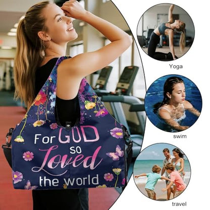 Yoga Mat Bag for Men Women Canvas Yoga Mat Carrier Take In Out Mat Easily for Beach Swim Bags Pool Sports Gym - color: GOD LOVE Print