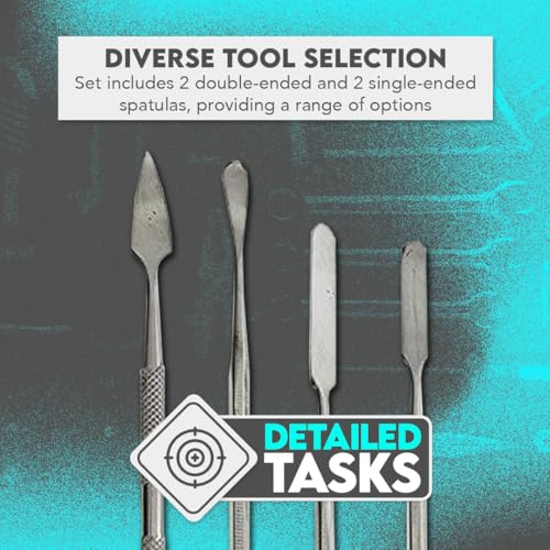 SE 4-Piece Stainless Steel Spatula Set - Versatile Tools for Electronics, Jewelry, Clay, and Craft Projects - DD301