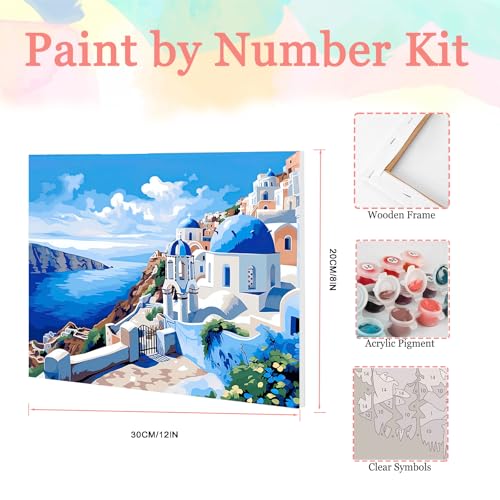 Auremi Romantic Paint by Number Kits for Adults,Landscape Paint by Number on Canvas with Frame DIY Painting with Number Acrylic Oil Paint Kits for Home Decor 8x12 Inch - color: Paint by number 003