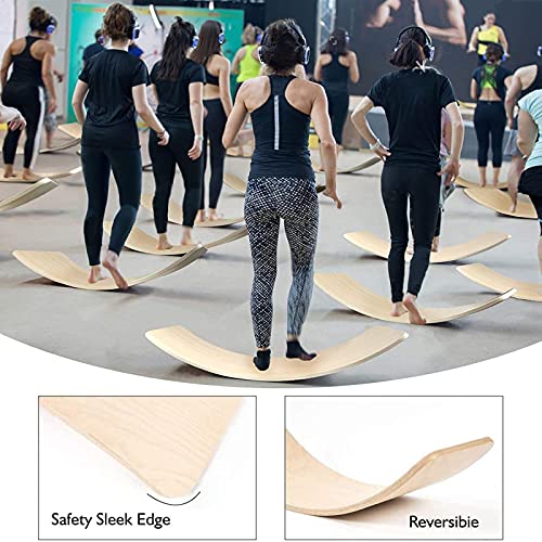 Gentle Monster Wobble Balance Board, Wooden Montessori Toy Rocker Board Natural Wood Kids Toddler Open Ended Learning Toy Yoga Curvy Board for Adult Office Classroom Christmas Gifts - color: Natural