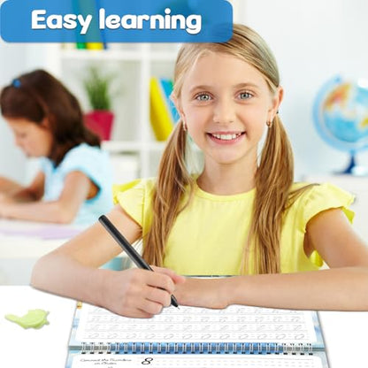 chiazllta Grooved Cursive Handwriting Workbook with Disappearing Ink Pens Magic Reusable Grooved Cursive Writing Practice for Beginners Kids Kickoff Student Workbook Homeschooling Supplies (Number) - style: Number
