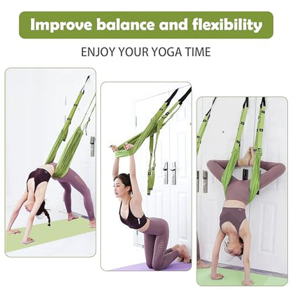 Waist Back Leg Stretch Strap Yoga Fitness Stretcher Back Bend Assist Trainer Waist Flexibility Equipment Over Door Yyoga Sstrap for Pilates, Dancing, Gymnastics Training Belt with Door Anchor