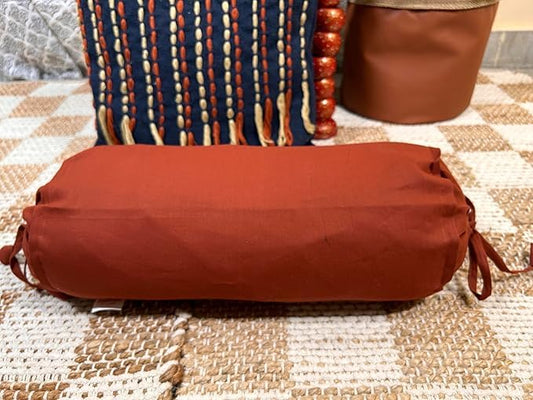16x6 Inch Cotton Bolster Cover – Pack of 2| Round Neck Roll Pillow Cover | Soft, Durable & Machine Washable (Rust) - color: Rust, size: 16" x 6" (Pack of 2)