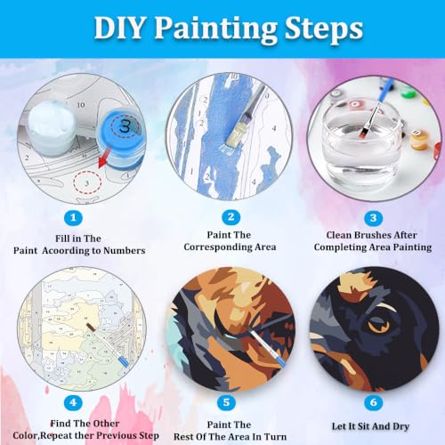 Artunion Framed Paint by Numbers Kit for Adults Beginners & Kids Ages 8-12,Rotweiler Dog Paint by Number with Frame,Dog Animal Paint by Numbers Kit on Canvas 10 * 10 Inch Without Easel - color: ZXT-374-F