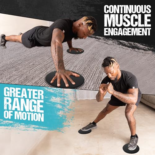 Gliding 9” Sliders for Working Out on Any Floor, 1 Pair + 4 Videos - color: Black