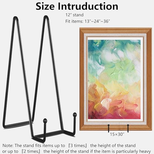 IBosins 5-Pack 12-Inch Plate Holder Display Stands Black Metal Frame Stand | Large Stand for Picture, Book, Photo, Easel, Creation, Collectibles - color: Black, size: 12 Inch