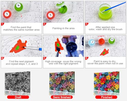 TUMOVO Paint by Numbers Kit for Adults Beginner Flower Botanical Art | Vibrant Flowers Pre-numbered Canvas with Acrylic Paints, Match Numbers to Colors, No Painting Skills Needed, 16x20 Inch - color: Flowers