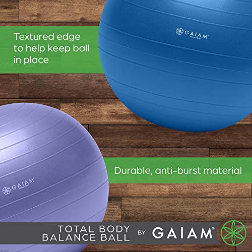 Gaiam Balance Ball Kit, Anti-Burst Stability Ball with Pump | 55cm Anti-Burst Ball | Textured Grip Surface | Air Pump Included | Core & Stability Training | Home Use - color: Blue