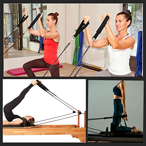 LOOEEL 2Pcs Pilates Double Loop Straps Feet Fitness Equipment Straps Double Padded Pilates D-Ring Loops Yoga Double Loop Straps Handle Straps Pilates Reformer Accessories for Home Gym Workout