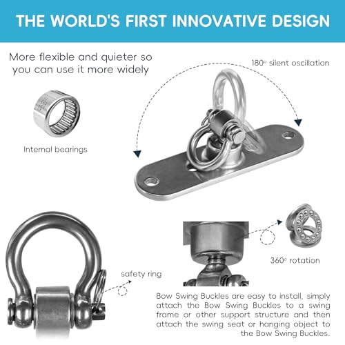 2 of Heavy Duty Stainless Swing Hanger with Smooth Swing Bearings 180°+360°, 1500 lb Capacity for Indoor Outdoor Playground Yoga Hammock Chair Sandbag Porch Swing Bag - size: size3