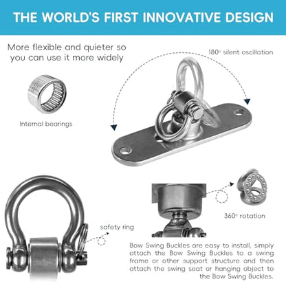 2 of Heavy Duty Stainless Swing Hanger with Smooth Swing Bearings 180°+360°, 1500 lb Capacity for Indoor Outdoor Playground Yoga Hammock Chair Sandbag Porch Swing Bag - size: size3