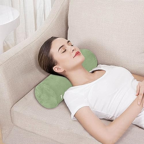 YETTASBIN Sage Green Solid Color Cylinder Round Pillow for Neck Pain Relief, Soft Breathable Bolster Travel Memory Foam Pillow with Removable Washable Cover for Bed Sleeping, Head, Legs and Back