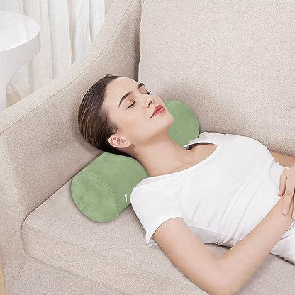 YETTASBIN Sage Green Solid Color Cylinder Round Pillow for Neck Pain Relief, Soft Breathable Bolster Travel Memory Foam Pillow with Removable Washable Cover for Bed Sleeping, Head, Legs and Back