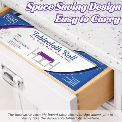 Plastic Table Cover Roll Disposable Tablecloth: 54in X 120ft Table Covers Plastic Table Cover Roll with Easy Slide Cutter Plastic Table Cloths for Parties Disposable-Purple (Pack of 2) - color: Purple, size: 1440" x 54" (Rectangular) (Pack of 2)