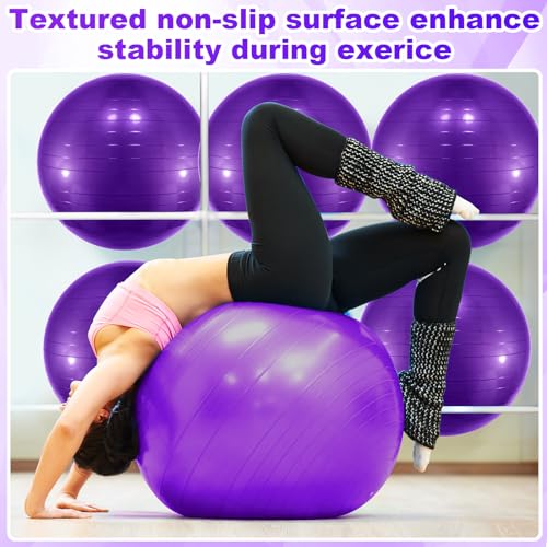 Jexine 6 Pcs Yoga Ball Exercise Ball - color: Purple, size: 25.59 Inch