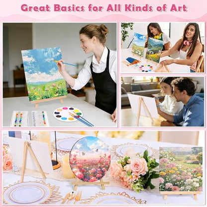 Canvas Painting Kit, 108Pcs Sip and Paint Kit for Adults Couples Date Night | 8x10 Inch Canvas with Easel Stands, Small Paint Brushes, Acrylic Paints Set Paint Party Supplies, Valentines Day Painting Kit
