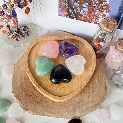 QINJIEJIE 5Pcs 1.2" Rose Quartz Heart Crystals Amethyst Healing Crystal - color: Y- 1.2" Large - 5pcs