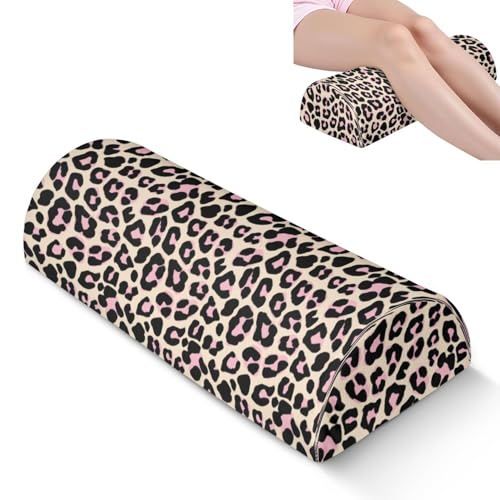 Knee Pillow for Back Sleeping – Half Moon Bolster Pillow for Legs,Under Knee While Sleeping Support, Leg & Back Pain Relief (21.5x9x5 Inches),Machine Washable Cover - color: Leopard