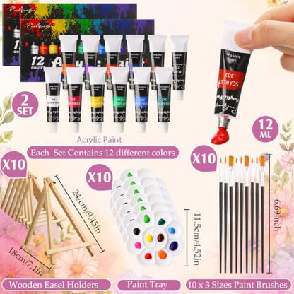 Ctosree 72 Pcs Artistic Flowers Paint and Sip Kit for Adults 8'' x 10'' Pre Drawn Canvas for Painting DIY Pre Printed Canvas for Party Favor Acrylic Painting Kit Wood Easel Brushes Date Night Bulk - style: Artistic Flowers