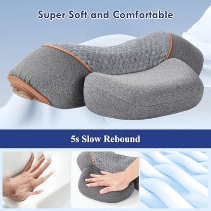 3 in 1 Heated Neck Massage Pillows with Heat for Pain Relief Deep Tissue, Cervical Neck Hump Corrector, Plug-in Pillow Supports