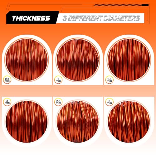 Aluminum Craft Wire,8 Gauge (3mm) Orange Bendable Wire,32 Feet Continuous Roll for Jewelry Making,Sculpting,Floral & Armature Projects - size: 8 Gauge 32FT, style: Orange
