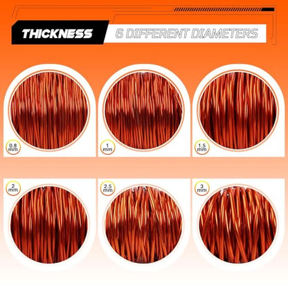 Aluminum Craft Wire,8 Gauge (3mm) Orange Bendable Wire,32 Feet Continuous Roll for Jewelry Making,Sculpting,Floral & Armature Projects - size: 8 Gauge 32FT, style: Orange