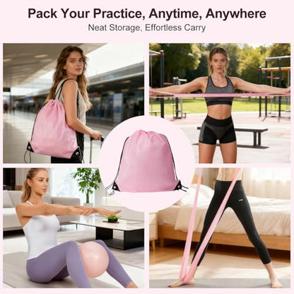 Pilates Kit with Yoga Block, Home Workout Set for Women - color: PINK