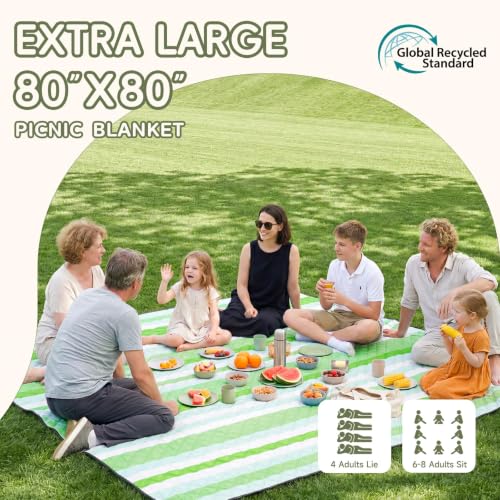 Genovega Waterproof Beach Blanket Picnic Outdoor Mat Rug Adult Women Her Sister Mom Gf Girlfriend Aunt Auntie Titi Best Friend Friendship Bestie Wife Daughter in Law Lady Happy Birthday Cool Unique - color: Mint White Stripe