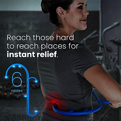 LiBa Deep Tissue Back Neck Massager Theracane for Pain Relief Blue | Pressure trigger point massage tool for full body, pain relief tool, reaches between shoulder blades, BPA-free - color: A. Blue