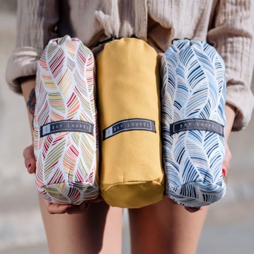 BAY LAUREL Turkish Beach Towel with Travel Bag 39 x 71 Quick Dry Sand Free Lightweight Large Oversized Towels Light - color: Beige With Plain Red Bag
