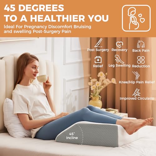 BIEEZZK Leg Elevation Pillow Blood Circulation, 23.6×16.8×8in, White/Grey - color: White/Grey