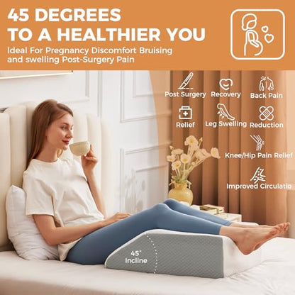 BIEEZZK Leg Elevation Pillow Blood Circulation, 23.6×16.8×8in, White/Grey - color: White/Grey