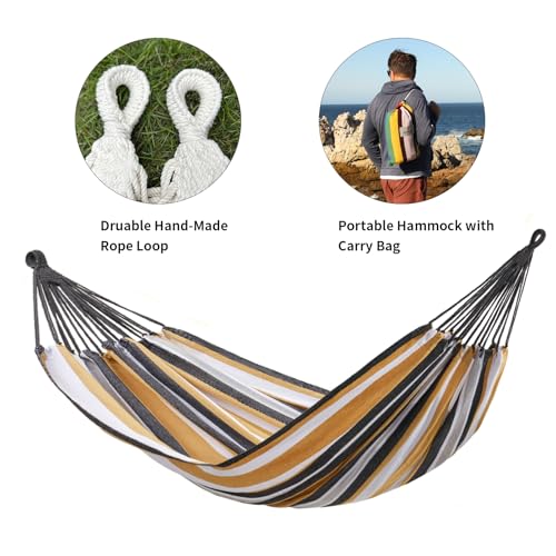 Brazilian Double Hammock with Tree Straps, Extra Large, 450 lbs Capacity - color: Coffee Stripe, size: X-Large