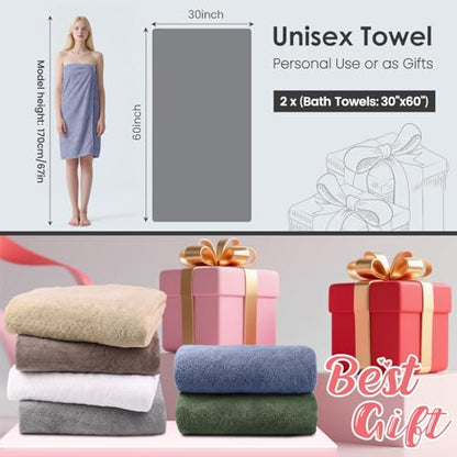 JML Microfiber Bath Towels with Hanging Loop, 2 Pack, 27x55 in, Blue - color: Blue, size: 2 Pack (30 in x 60 in)