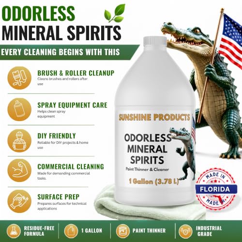 Odorless Mineral Spirits (1 Gallon) - Solvent, Paint Thinner & Degreaser | Industrial Grade Paint Thinner, Degreaser, Equipment Cleaner for Manufacturing, Automotive, Maintenance & Other Applications