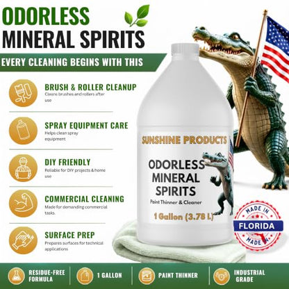 Odorless Mineral Spirits (1 Gallon) - Solvent, Paint Thinner & Degreaser | Industrial Grade Paint Thinner, Degreaser, Equipment Cleaner for Manufacturing, Automotive, Maintenance & Other Applications
