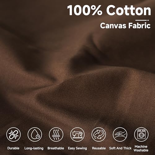 Simple&Opulence 100% Cotton Canvas Fabric 10oz. 59 Inch by The Yard, Nature Duck Fabric Textile Medium Weight for Painting, Sewing, Crafts, Embroidery, Bag, Handmade Home Decor(2 Yards, Brown) - color: Brown, size: 2 Yards