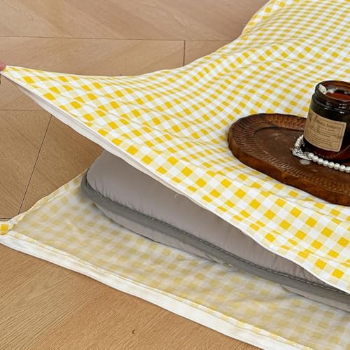Yellow Gingham Japanese Floor Mattress Futon Cover, Twin - color: Yellow Gingham, size: Twin