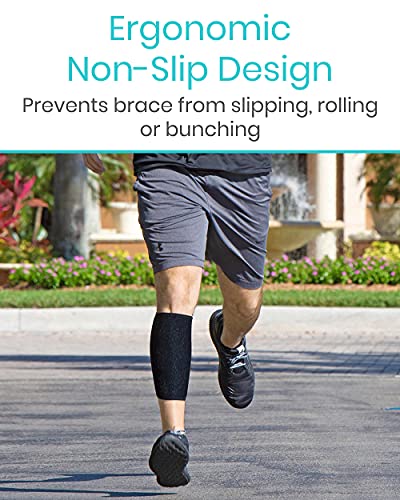 Vive Calf Brace - Adjustable Shin Splint Support - Lower Leg Compression - color: Black
