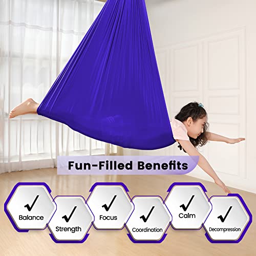 Kids Therapy Swing with Special Needs Snuggle Swing Cuddle Hammock Indoor Adjustable Aerial Yoga for Children with Autism, ADHD, Asperger, Sensory Integration (Hardware Included) - color: Purple